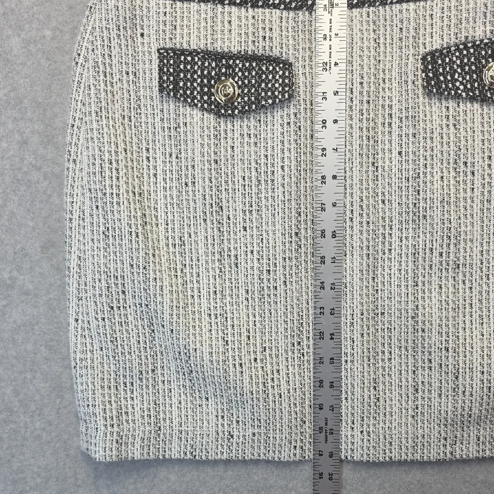 Karl Lagerfeld Paris Tweed Mini Skirt Black White Size 14 NWT